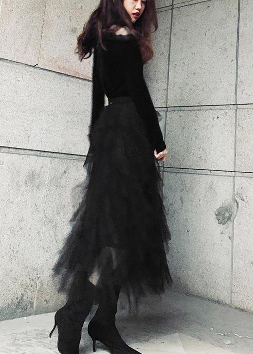 Organic | Black Tulle Tiered Summer Skirts
