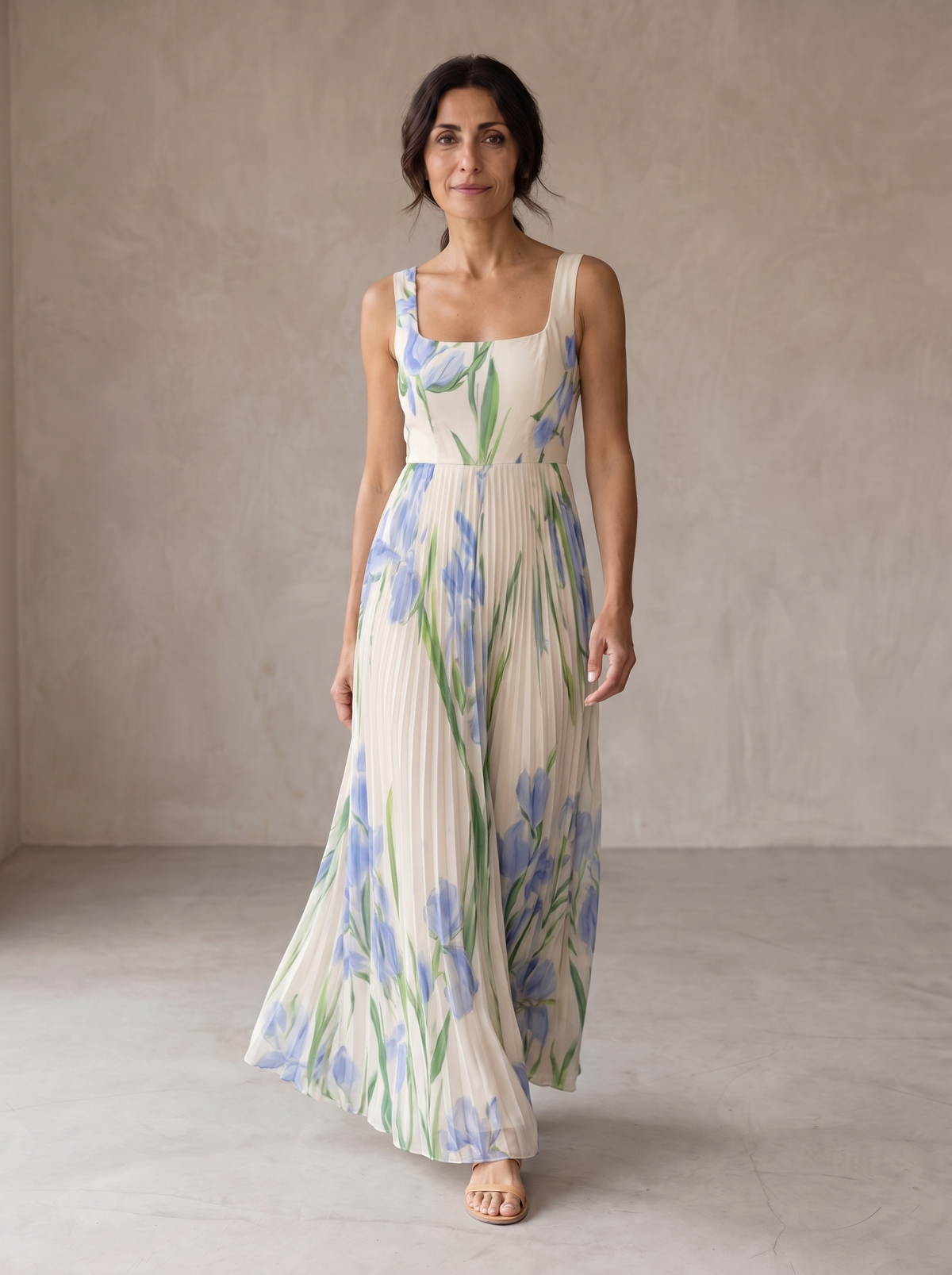 Oriah | Floral Silk A-Line Maxi Dress