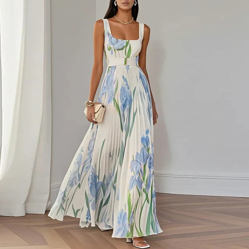 Oriah | Floral Silk A-Line Maxi Dress