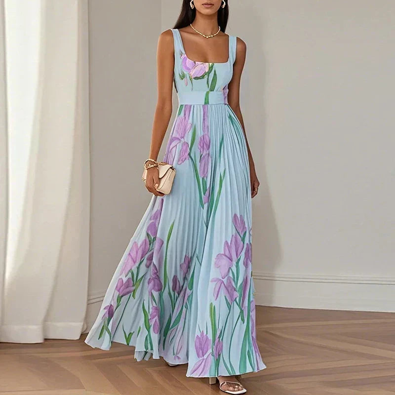 Oriah | Floral Silk A-Line Maxi Dress