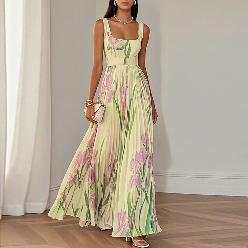 Oriah | Floral Silk A-Line Maxi Dress