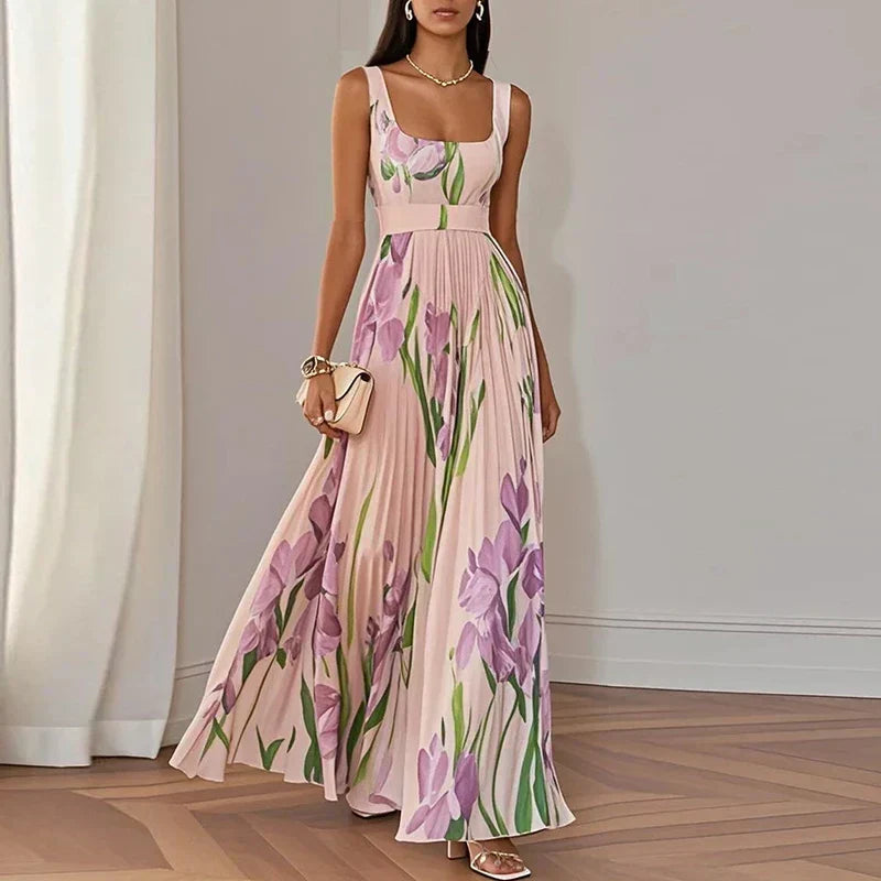 Oriah | Floral Silk A-Line Maxi Dress