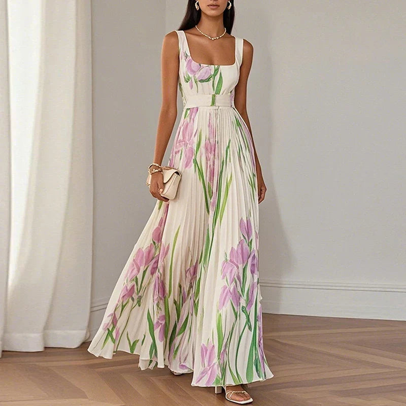 Oriah | Floral Silk A-Line Maxi Dress