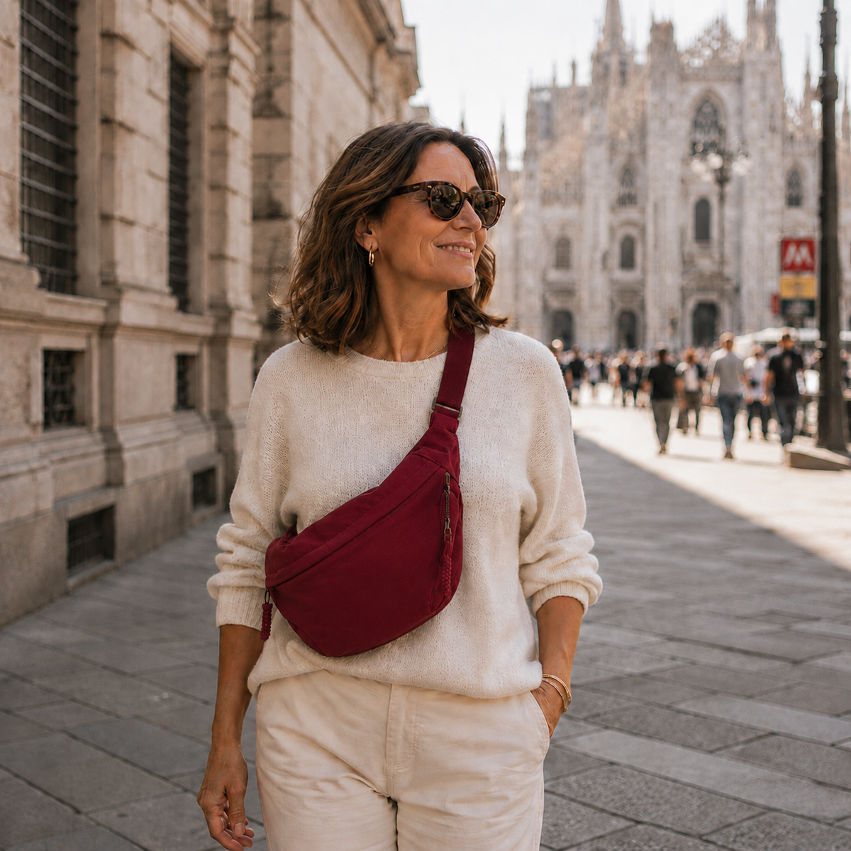 Rosa | Burgundy Nylon Shoulder Bag