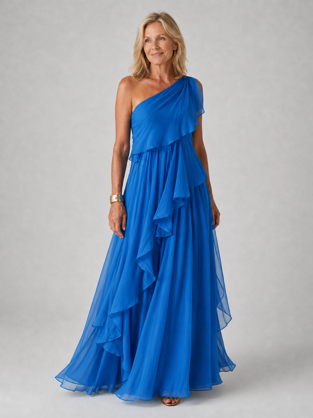 Victoria | One-Shoulder Ruffled Maxi Dress