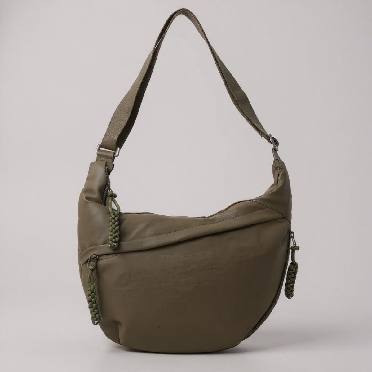 Viola | Olive Green Nylon Shoulder Bag